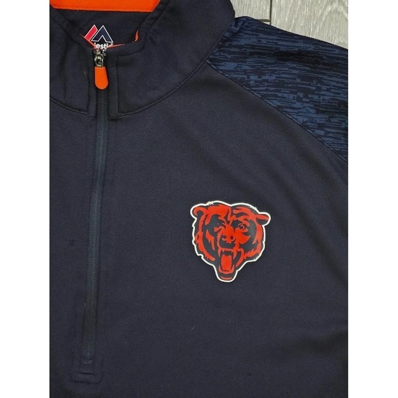 Chicago Bears Majestic Cool Base 1/4 Zip Pullover Men's M Navy NFL Jacket - Picture 3 of 8